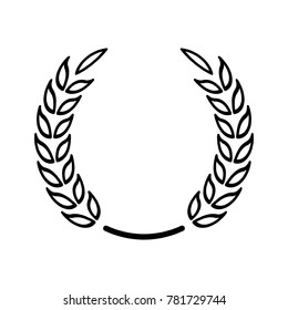 Black laurel wreath - a symbol of the winner. Wheat ears icon.