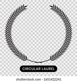 Black laurel wreath with a transparent background.
