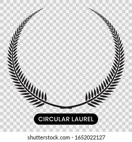 Black laurel wreath with a transparent background.