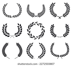 Black Laurel Wreaths.Vector laurel wreaths.