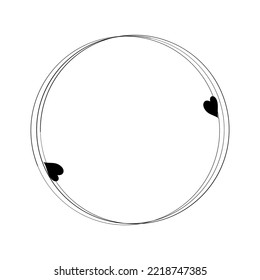 Black laurels frame branche. Vintage laurel wreaths collection. Hand drawn. Round border with space for text.