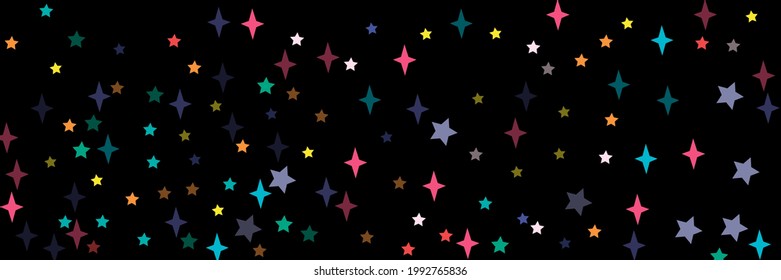 Black Lavender Bright Colorful Blue Multicolor Stars Background. Green Grey Red Night Vivid Violet Print Sky Background. Pink Yellow Vibrant Chaotic Turquoise Pastel Orange Stars Pattern.