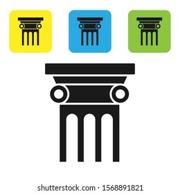 Black Law pillar icon isolated on white background. Set icons colorful square buttons. Vector Illustration