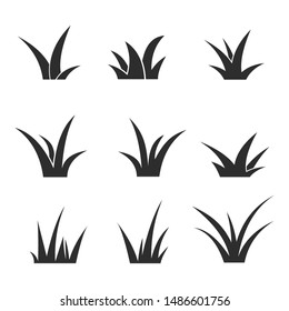 Black lawn grass icon set vector design template. Isolated on white background.