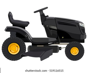 Black lawnmower on a white background