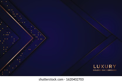 Black layer background. Abstract realistic layer decoration textured with abstract shapes and golden halftone pattern. 3d backdrop. Vector illustration. Cover layout template. Modern design