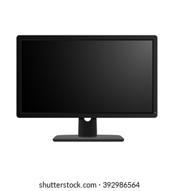 Black LCD TV monitor. Illustration on white background