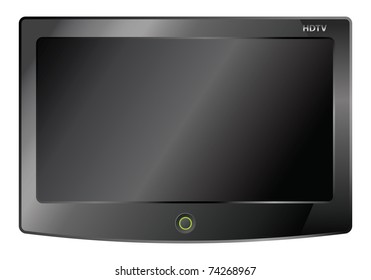 black lcd tv screen hanging on