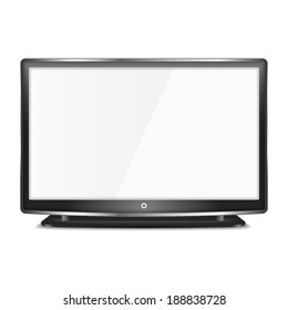 Black LCD TV screen on white background, vector eps10 illustration