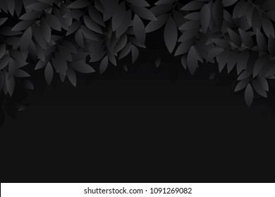 black leaf background. Vector illustration