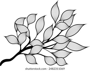 Black leaf branch hand drawn art