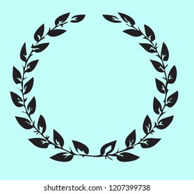Black leaf circle oval frame vector design