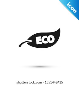 Black Leaf Eco symbol icon isolated on white background. Banner, label, tag, logo, sticker for eco green.  Vector Illustration