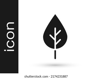 Icono de símbolo Eco de hoja negra aislado en fondo blanco. Cartel, etiqueta, etiqueta, logotipo, etiqueta para ecologista verde.  Vector