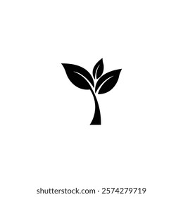 Black leaf ecology element vector icon logo editable white background color