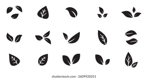 Black leaf ecology nature element vector icon, Leaf Icon, green leaf ecology nature element vector . 