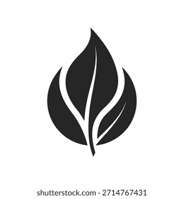 Schwarzes Blatt-Symbol auf weißem Hintergrund Schlüsselwörter Blatt, Blätter, schwarz, monochrom, Natur, Pflanze, Wachstum, Symbol, Symbol, Logo, Design.