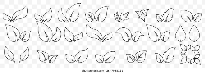 Black leaf icon in flat style, on white background. leaf icon set. nature icon, leaf vector illustration on Transparent Background. EPS 10.