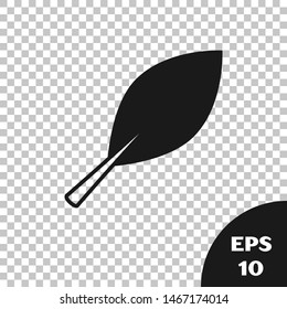 Black Leaf icon isolated on transparent background. Fresh natural product symbol.  Vector Illustration