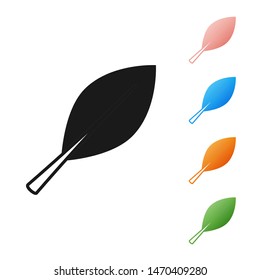 Black Leaf icon isolated on white background. Fresh natural product symbol. Set icons colorful. Vector Illustration