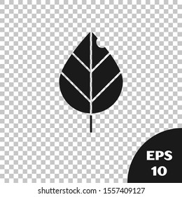 Black Leaf icon isolated on transparent background. Fresh natural product symbol.  Vector Illustration