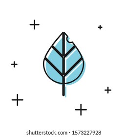 Black Leaf icon isolated on white background. Fresh natural product symbol.  Vector Illustration