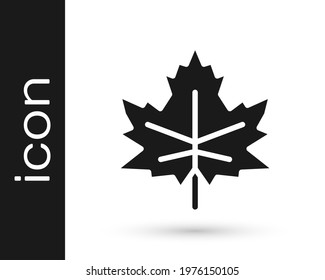 Black Leaf icon isolated on white background. Leaves sign. Fresh natural product symbol.  Vector