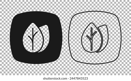 Icono de hoja negra aislado sobre fondo transparente. Deja una señal. Símbolo de producto natural fresco.  Vector