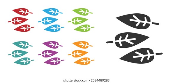 Black Leaf icon isolated on white background. Leaves sign. Fresh natural product symbol. Set icons colorful. Vector