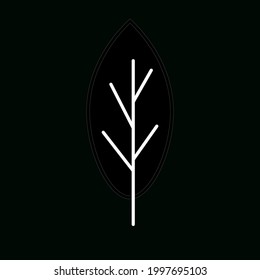 black leaf icon on dark green background