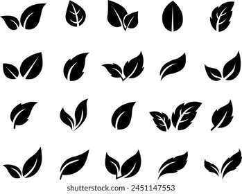 black leaf icons in abundance