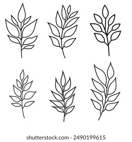 Black leaf icons set. Abstract  leaves icon on a background. Collection of black leaf icon. botanical elements design for natural, eco, vegan, bio labels. Vector illustration EPS 10

