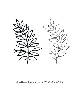 Black leaf icons set. Abstract  leaves icon on a background. Collection of black leaf icon. botanical elements design for natural, eco, vegan, bio labels. Vector illustration EPS 10

