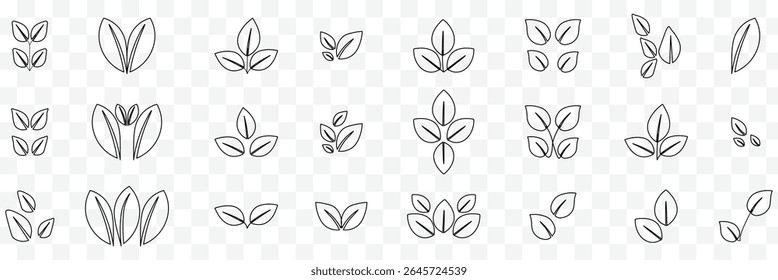 Conjunto de iconos de hojas negras Vector stroke eps 10