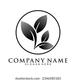 Black leaf illustration vector logo