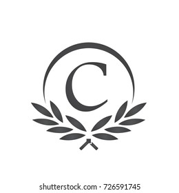 Black Leaf Initial C Wreath Florist Logo