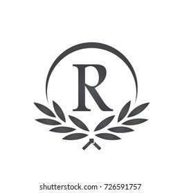 Black Leaf Initial R Wreath Florist Logo