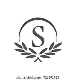 Black Leaf Initial S Wreath Florist Logo