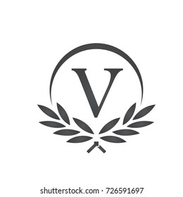 Black Leaf Initial V Wreath Florist Logo