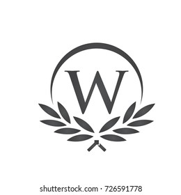 Black Leaf Initial W Wreath Florist Logo
