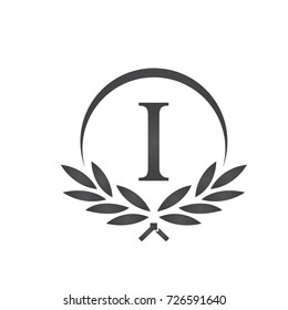 Black Leaf Initial I Wreath Florist Logo