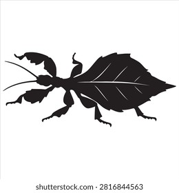 A black leaf insect silhouette vector style illustration