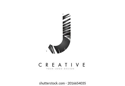 Black Leaf J letter logo design with palm tree leaf detail vector illustration. Creative and elegant icon.