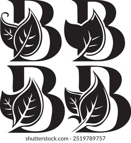 Black Leaf Logo “B” on White Background - Elegant Nature-Inspired Design