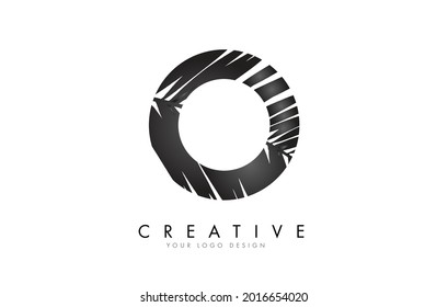Black Leaf O letter logo design with palm tree leaf detail vector illustration. Creative and elegant icon.