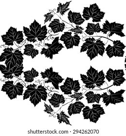Black  Leaf seamless pattern. Floral seamless texture with grape. Vector illustration