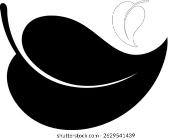 Black Leaf Silhouette, line art leaves, 