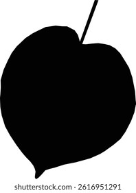 Black Leaf Silhouette - Simple Botanical Outline for Creative Use