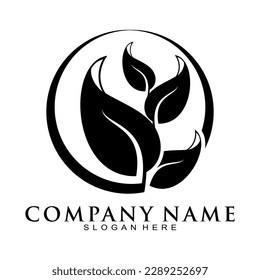 Logo de iconos simples de la hoja negra
