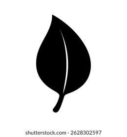Black leaf vector illustration for nature icon design and botanical art print organic leaf silhouette 100